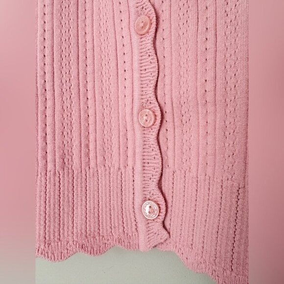 NWT LoveShackFancy Martti Stretch Pointelle Cardigan Fawn Pink | S - Picture 9 of 10